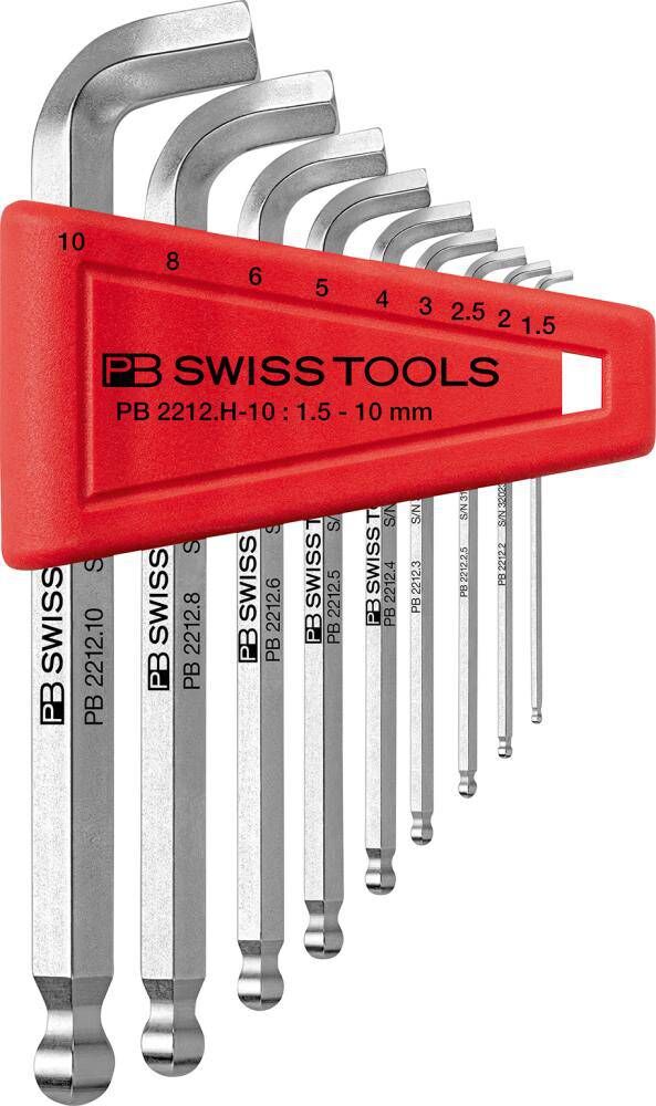 Produktbild PB Swiss Tools Winkelschraubendreher Satz 9-teilig 1,5-10 mm 100Grad Kugelkopf 6 kant