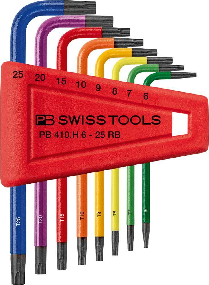 Produktbild PB Swiss Tools Winkelschraubendreher Satz im Kunststoffhalter 8 teilig T6-T25 Rainbow