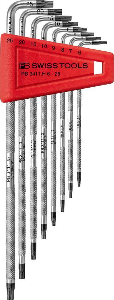 Produktbild PB Swiss Tools Winkelschraubendreher Satz im Kunststoffhalter 9 teilig T6-T25 SAFETY