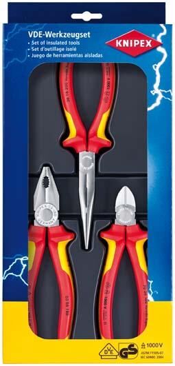 Knipex VDE-Zangenset Sicherheit 3tlg. Produktbild Knipex VDE-Zangenset Sicherheit 3tlg.