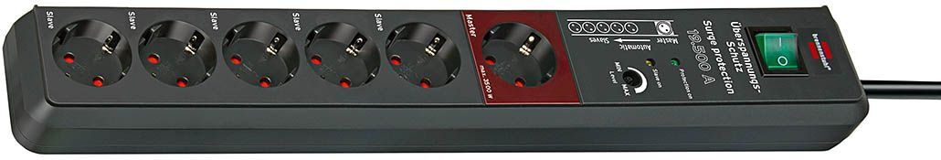 Brennenstuhl Automatiksteckdosenleiste Secure Tec mit Überspannungsschutz 19.500A für 6 Steckplätze Produktbild Brennenstuhl Automatiksteckdosenleiste Secure Tec mit Überspannungsschutz 19.500A für 6 Steckplätze