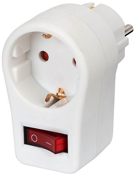Brennenstuhl Adapterstecker Schutzkontakt mit Schalter in weiß Produktbild Brennenstuhl Adapterstecker Schutzkontakt mit Schalter in weiß