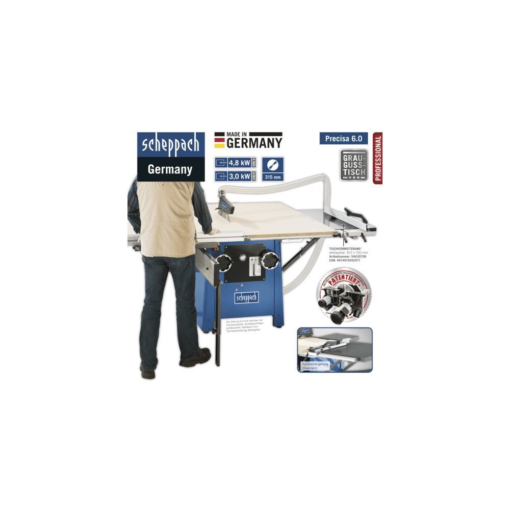 SCHEPPACH Tischkreissäge Precisa 6.0 inkl. Vorritzer 230V 50Hz 3000W Produktbild SCHEPPACH Tischkreissäge Precisa 6.0 inkl. Vorritzer 230V 50Hz 3000W bild 8