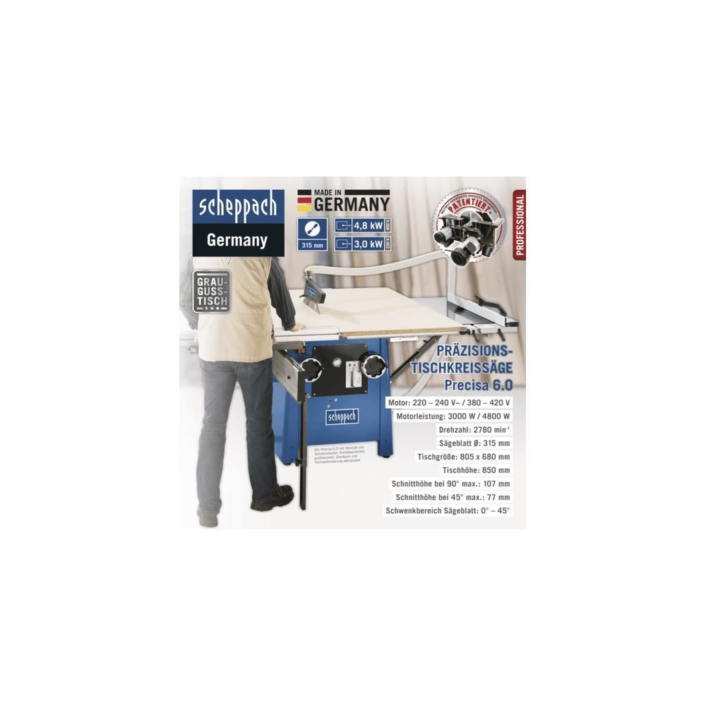 SCHEPPACH Tischkreissäge Precisa 6.0 inkl. Vorritzer 230V 50Hz 3000W Produktbild SCHEPPACH Tischkreissäge Precisa 6.0 inkl. Vorritzer 230V 50Hz 3000W bild 9