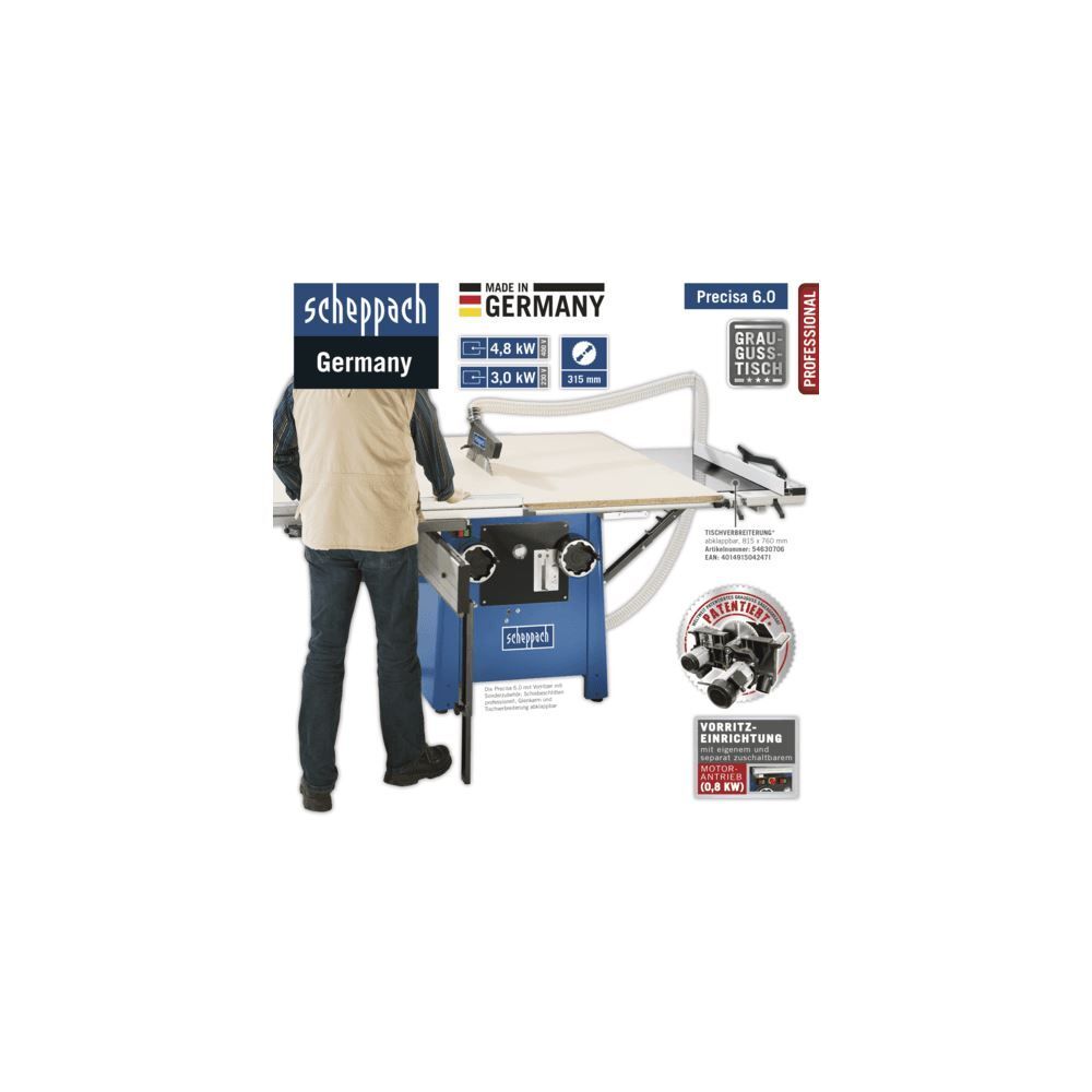 SCHEPPACH Tischkreissäge Precisa 6.0 inkl. Vorritzer 230V 50Hz 3000W Produktbild SCHEPPACH Tischkreissäge Precisa 6.0 inkl. Vorritzer 230V 50Hz 3000W bild 3