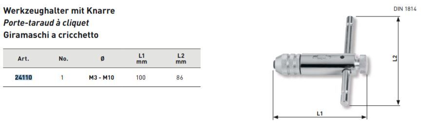 KRAFTWERK Werkzeughalter mit Knarre DIN 1814 Produktbild KRAFTWERK Werkzeughalter mit Knarre DIN 1814 bild 2