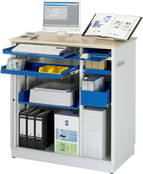 RAU PC Arbeitsplatz stationär Arbeitsplatte aus Buche 22 mm Produktbild RAU PC Arbeitsplatz stationär Arbeitsplatte aus Buche 22 mm