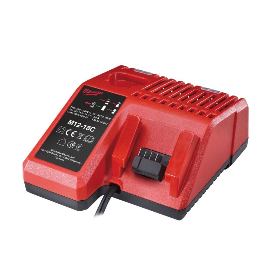 Milwaukee 12/14/18 V LADEGERÄT M12-M18C für M12 M14 M18 Akkus Produktbild Milwaukee 12/14/18 V LADEGERÄT M12-M18C für M12 M14 M18 Akkus