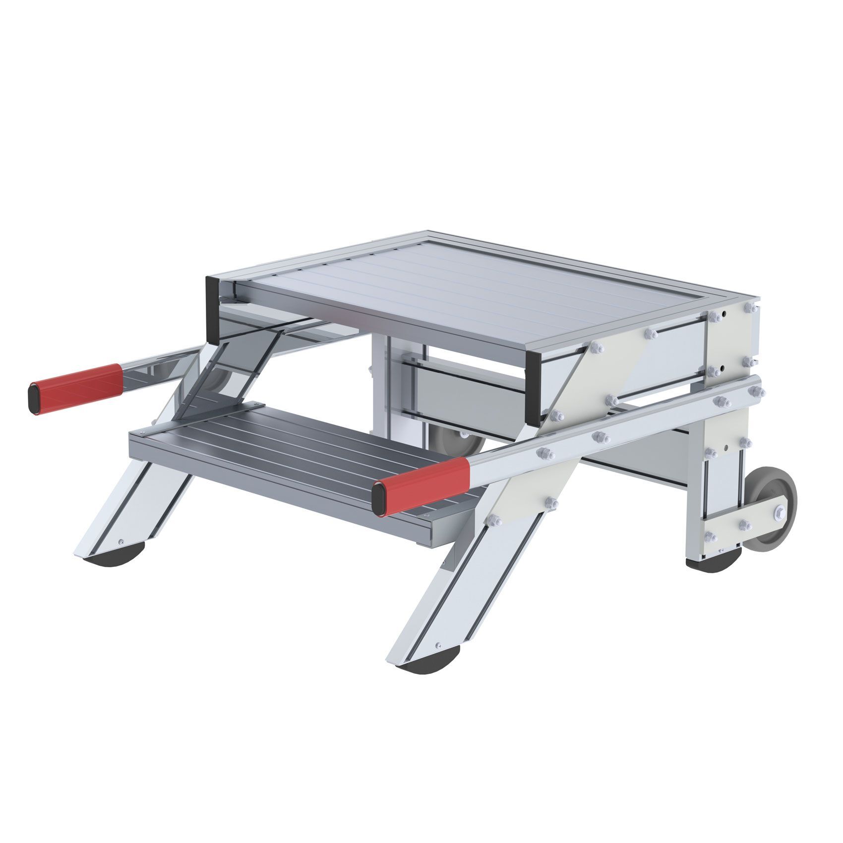 Günzburger Aluminium Arbeitspodest fahrbar 600 mm breit mit 2 Stufen Produktbild Günzburger Aluminium Arbeitspodest fahrbar 600 mm breit mit 2 Stufen