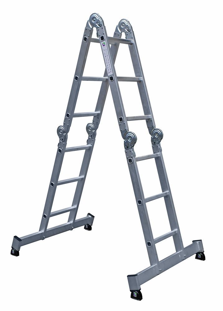 Günzburger Aluminium Vielzweckleiter mit Nivello Traverse 4 x 4 Sprossen Günzburger Aluminium Vielzweckleiter mit Nivello Traverse 4 x 4 Sprossen