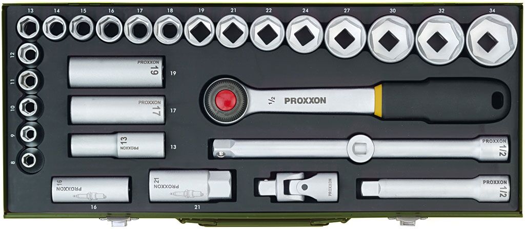 Steckschlüsselsatz 29-teilig von 8-34 mm für die kraftvolle Mechanik Proxxon Steckschlüsselsatz 29-teilig von 8-34 mm für die kraftvolle Mechanik Proxxon