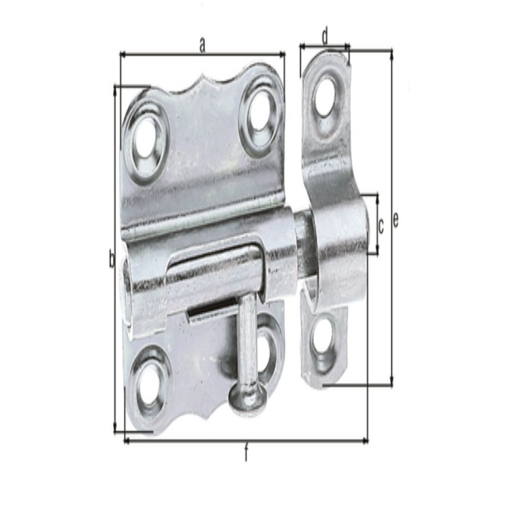Alberts Grendelriegel, m.Knopf, o.Feder, m.Schlaufe, vz, LxB33x35mm Produktbild Alberts Grendelriegel, m.Knopf, o.Feder, m.Schlaufe, vz, LxB33x35mm