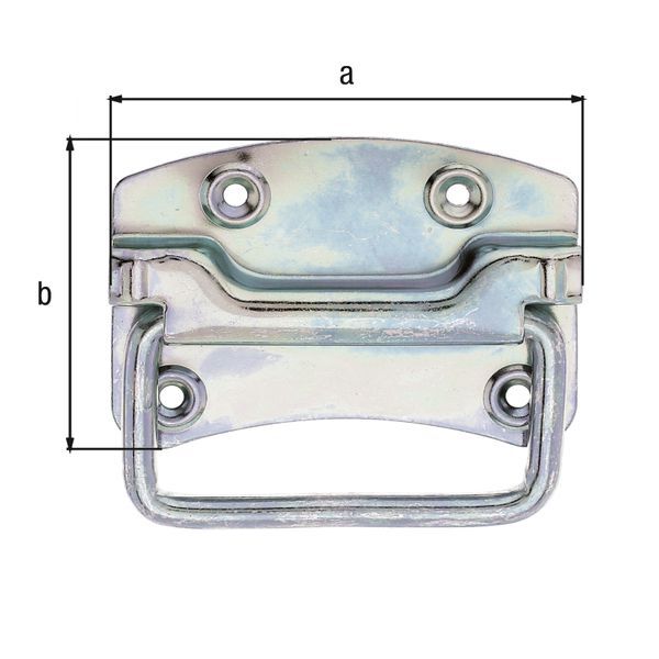 Alberts Kistengriff galvanisch verzinkt Platte BxH 104x80 mm, Tiefe 12 mm Produktbild Alberts Kistengriff galvanisch verzinkt Platte BxH 104x80 mm, Tiefe 12 mm