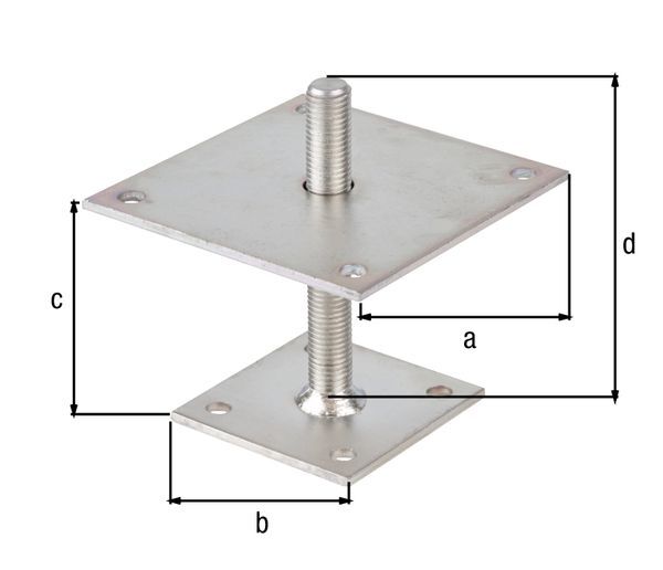 Alberts I Pfostenträger höhenverstellbar 30 bis 150 mm zum Aufschrauben Platte 150x150mm Produktbild Alberts I Pfostenträger höhenverstellbar 30 bis 150 mm zum Aufschrauben Platte 150x150mm