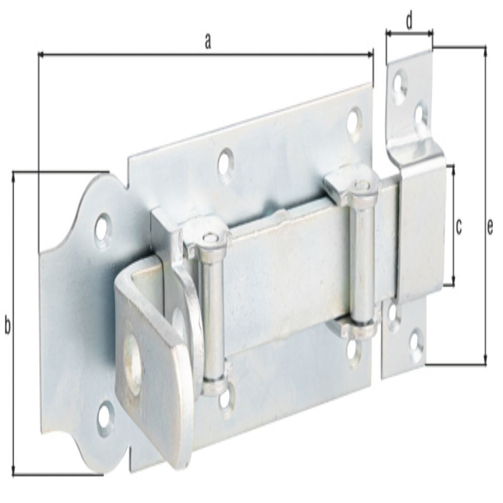 Alberts Rollen-Schlossriegel m.flachem Griff gerade m.Schlaufe  vz Platte 180x80mm Produktbild Alberts Rollen-Schlossriegel m.flachem Griff gerade m.Schlaufe  vz Platte 180x80mm