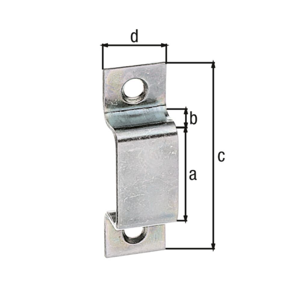 Alberts Schlaufe,versenkte Löcher, galv. verz. lichte-LxH 20x9 Gesamt-LxB 44x13mm Produktbild Alberts Schlaufe,versenkte Löcher, galv. verz. lichte-LxH 20x9 Gesamt-LxB 44x13mm