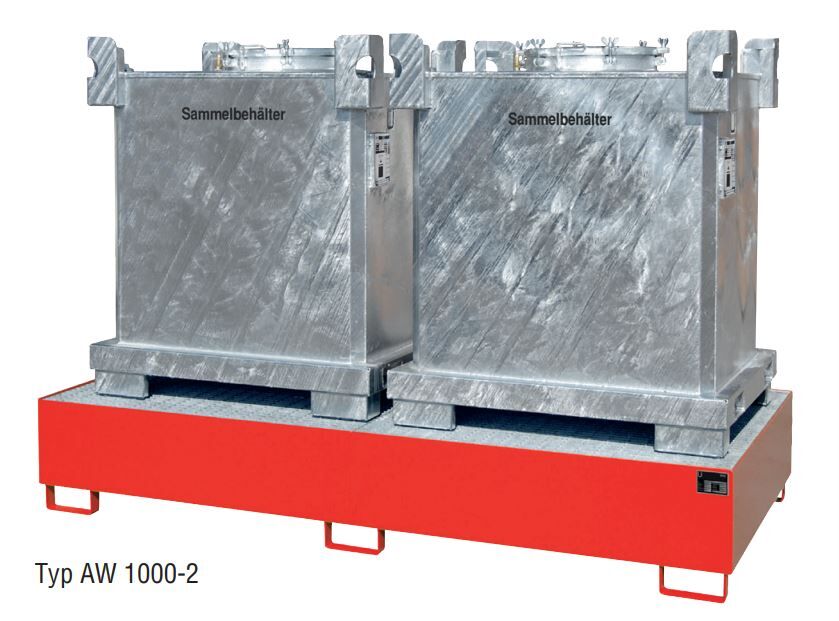 Bauer Auffangwanne AW 1000-2 orange mit Gitterrost zur Lagerung von 2x 1000l IBC Produktbild Bauer Auffangwanne AW 1000-2 orange mit Gitterrost zur Lagerung von 2x 1000l IBC bild 3