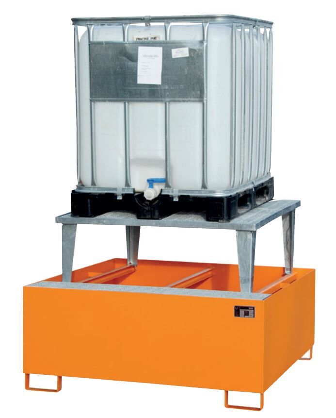 Bauer Auffangwanne AWA 1000 orange mit Gitterrost und Abfüllaufsatz Lagerung von 1x IBC Produktbild Bauer Auffangwanne AWA 1000 orange mit Gitterrost und Abfüllaufsatz Lagerung von 1x IBC bild 3