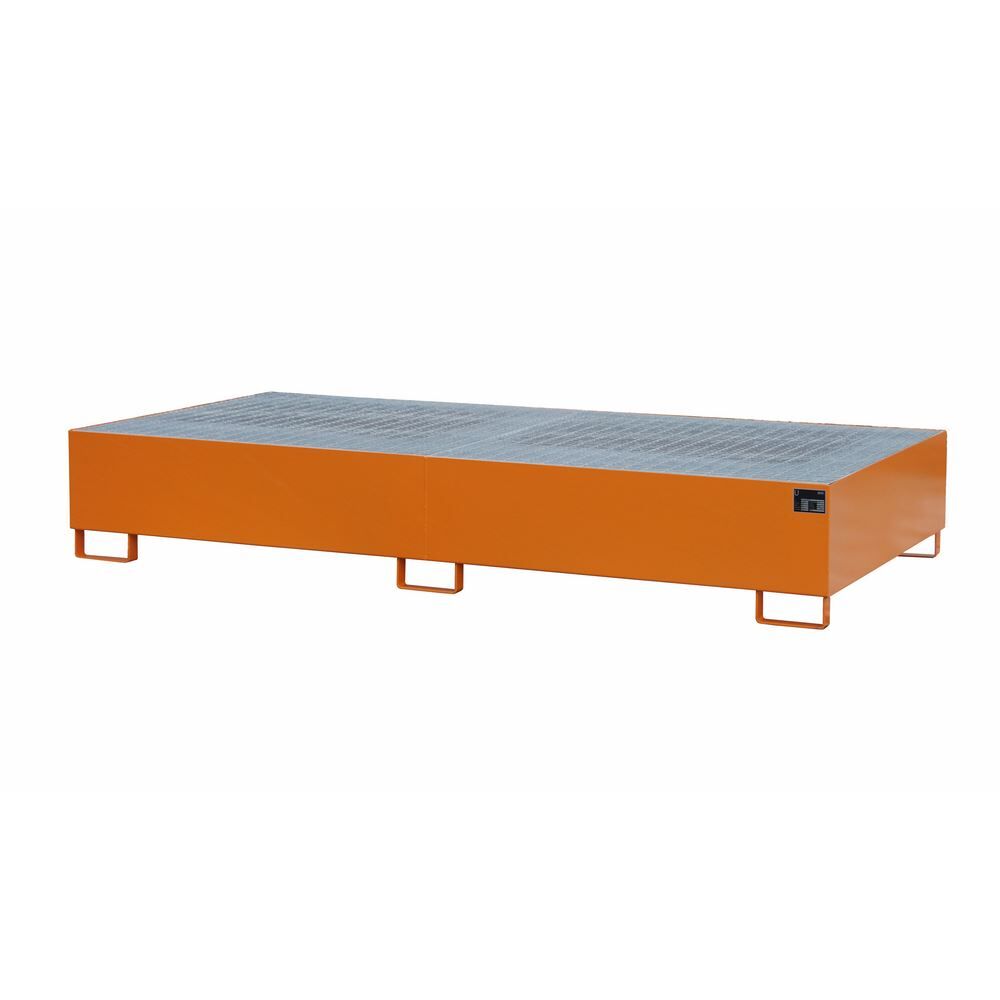 Bauer Auffangwanne AW 1000-2 orange mit Gitterrost zur Lagerung von 2x 1000l IBC Produktbild Bauer Auffangwanne AW 1000-2 orange mit Gitterrost zur Lagerung von 2x 1000l IBC