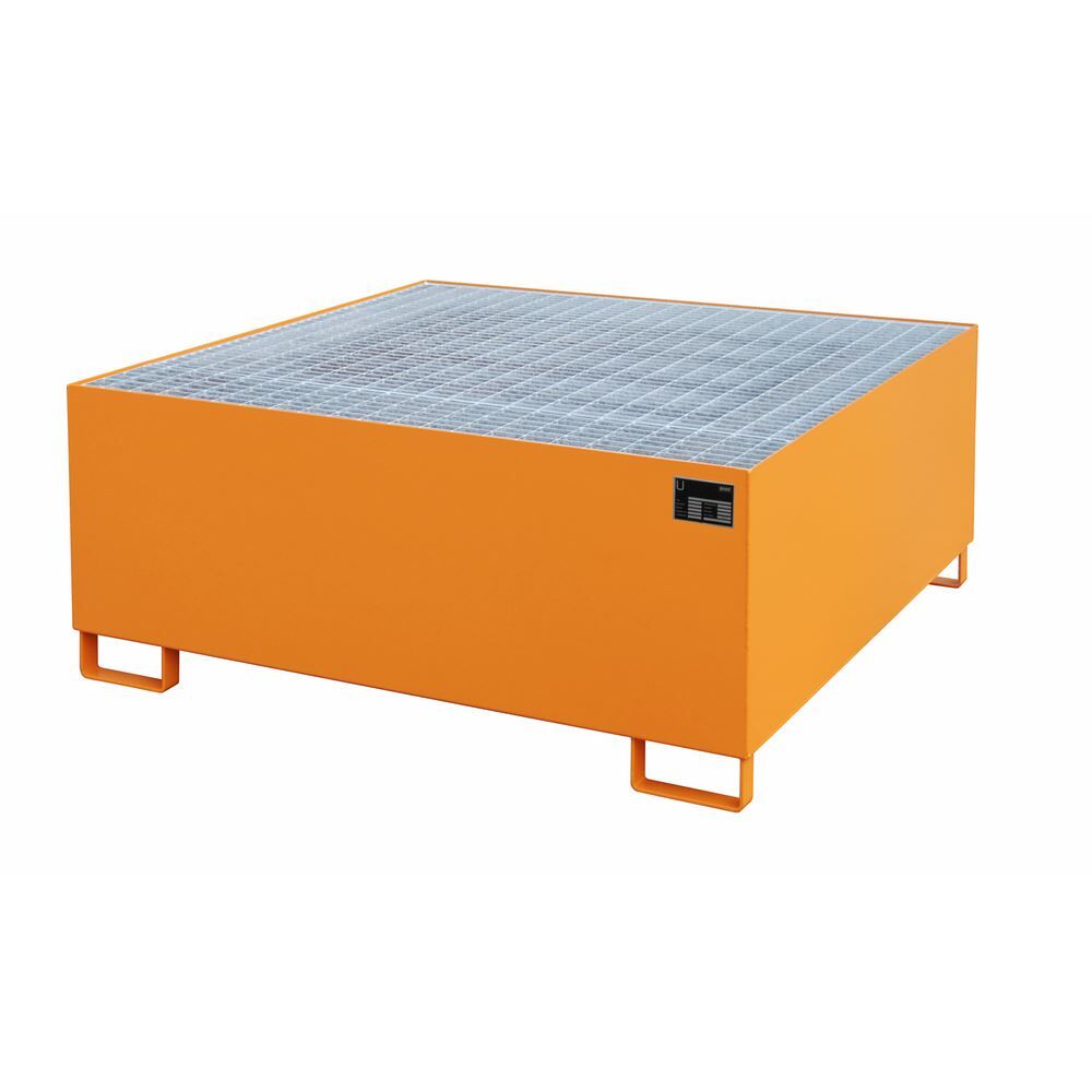 Bauer Auffangwanne AW 1000 orange mit Gitterrost zur Lagerung von 1x 1000l IBC Produktbild Bauer Auffangwanne AW 1000 orange mit Gitterrost zur Lagerung von 1x 1000l IBC