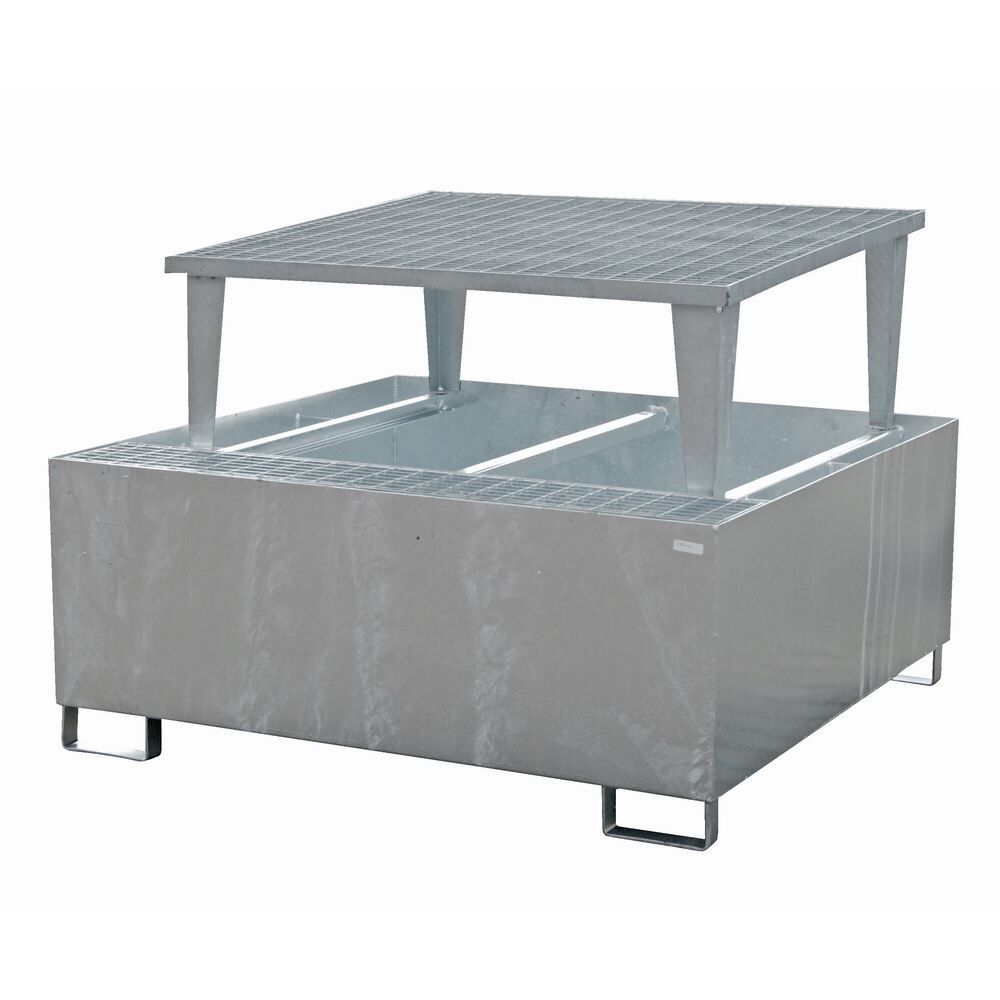 Bauer Auffangwanne AWA 1000 verzinkt mit Gitterrost und Abfüllaufsatz Lagerung von 1x IBC Produktbild Bauer Auffangwanne AWA 1000 verzinkt mit Gitterrost und Abfüllaufsatz Lagerung von 1x IBC bild 1