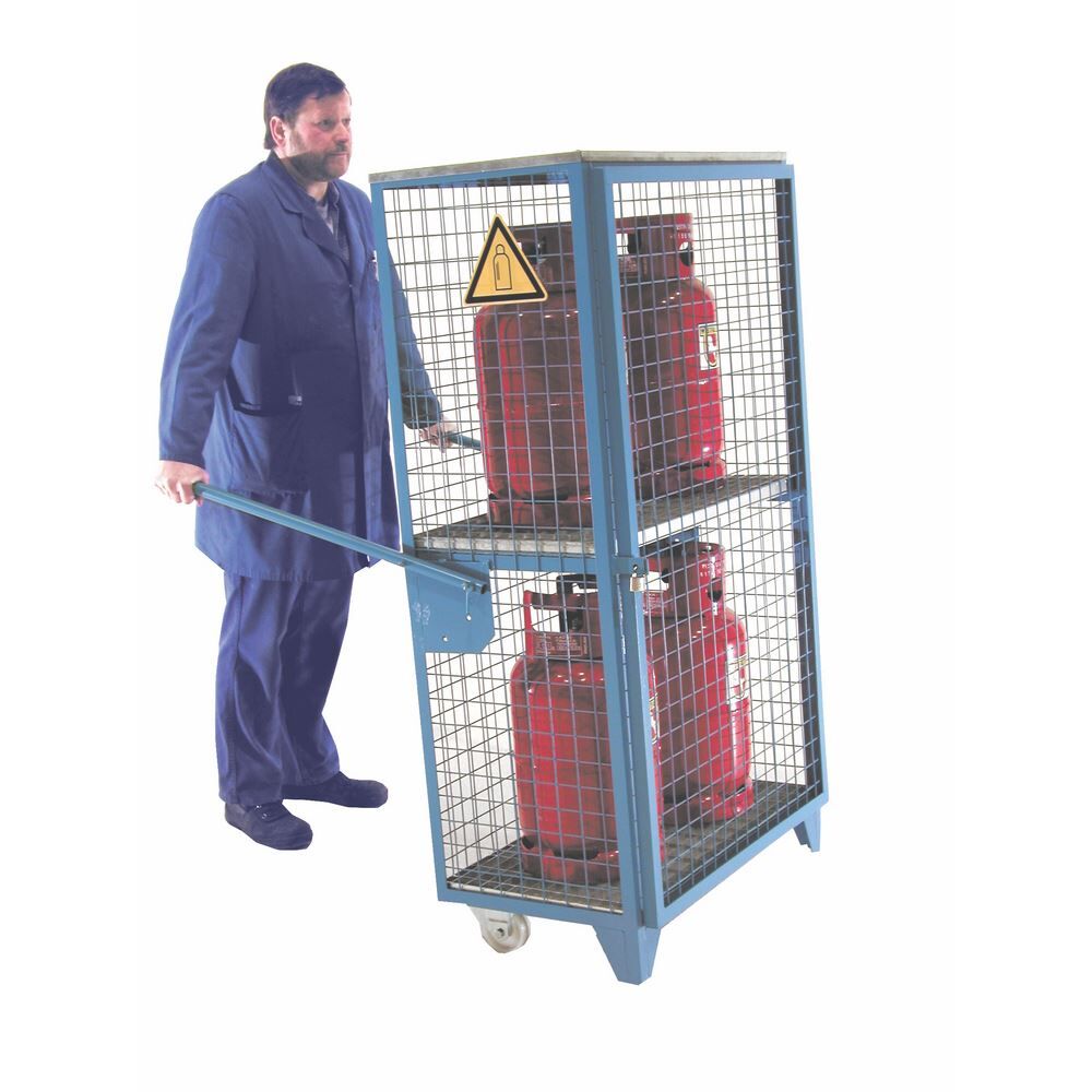 Bauer Gasflaschen Depot GFD-R 4 blau Drahtgitter mit Rohrgriffen und Rädern Produktbild Bauer Gasflaschen Depot GFD-R 4 blau Drahtgitter mit Rohrgriffen und Rädern
