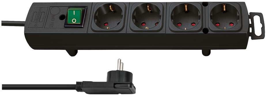 Brennenstuhl Steckdosenleiste Comfort Line Plus mit Flachstecker 4 fach schwarz 2 m Produktbild Brennenstuhl Steckdosenleiste Comfort Line Plus mit Flachstecker 4 fach schwarz 2 m
