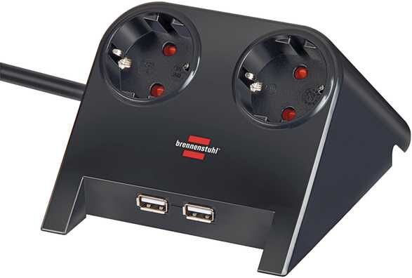 Brennenstuhl Steckdosenleiste Desktop Power 2-fach Tischsteckdose 1,8 m Kabel 2 fach USB Brennenstuhl Steckdosenleiste Desktop Power 2-fach Tischsteckdose 1,8 m Kabel 2 fach USB