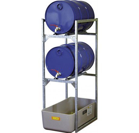 CEMO Fassregal Typ 120 mit Fassauflagen und GFK Auffangwanne Produktbild CEMO Fassregal Typ 120 mit Fassauflagen und GFK Auffangwanne