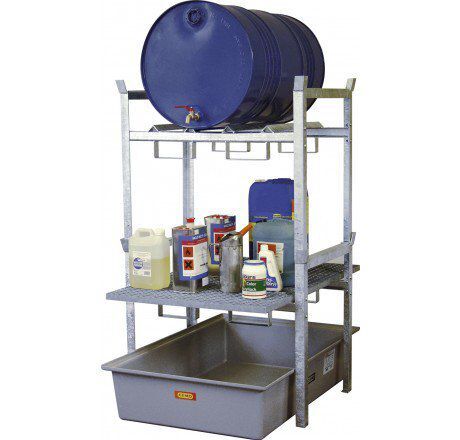 CEMO Fassregal Typ 400 mit Fassauflagen und Gitterrostauflage für Kleingebinde Produktbild CEMO Fassregal Typ 400 mit Fassauflagen und Gitterrostauflage für Kleingebinde