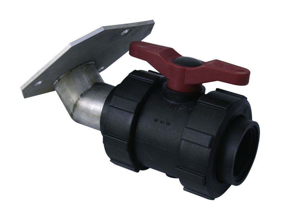Cemo PVC Kugelhahn 2 Zoll IG mit Edelstahlflansch speziell für GFK-Fässer Produktbild Cemo PVC Kugelhahn 2 Zoll IG mit Edelstahlflansch speziell für GFK-Fässer