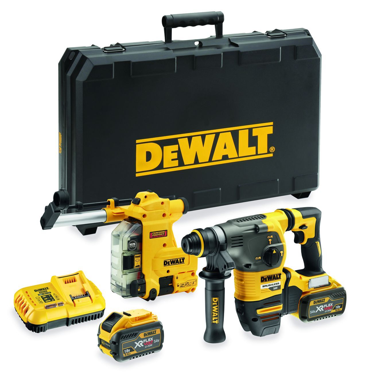 DeWalt Akku Kombihammer SDS-Plus 54V XR FLEXVOLT mit Staubabsaugung Produktbild DeWalt Akku Kombihammer SDS-Plus 54V XR FLEXVOLT mit Staubabsaugung