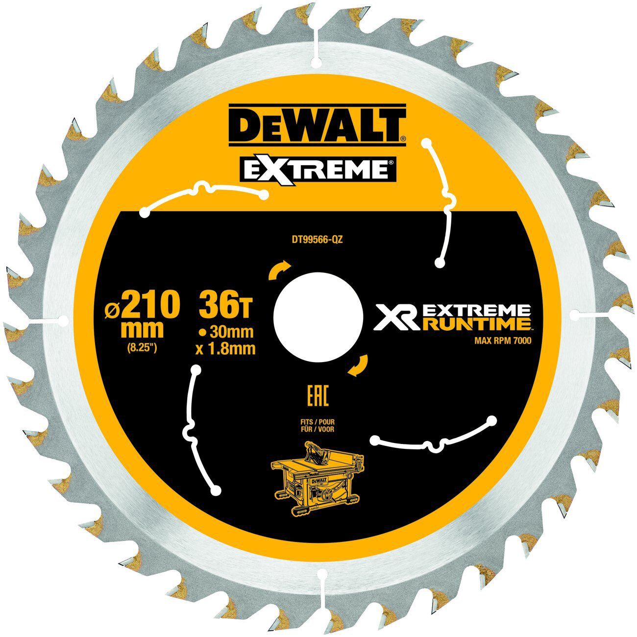 DeWALT Kreissägeblatt XR Extreme Runtime stat. 210/30mm 36WZ/FZ Produktbild DeWALT Kreissägeblatt XR Extreme Runtime stat. 210/30mm 36WZ/FZ