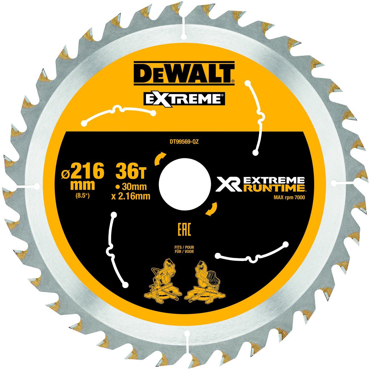DeWALT Kreissägeblatt XR Extreme Runtime stat. 216/30mm 36WZ/FZ Produktbild DeWALT Kreissägeblatt XR Extreme Runtime stat. 216/30mm 36WZ/FZ