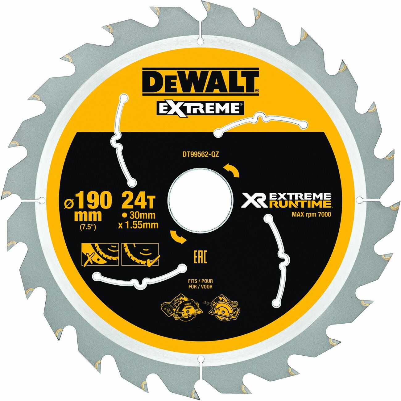DeWALT Kreissägeblatt XR Extreme Runtime Handkr. 190/30mm 24WZ/FZ Produktbild DeWALT Kreissägeblatt XR Extreme Runtime Handkr. 190/30mm 24WZ/FZ