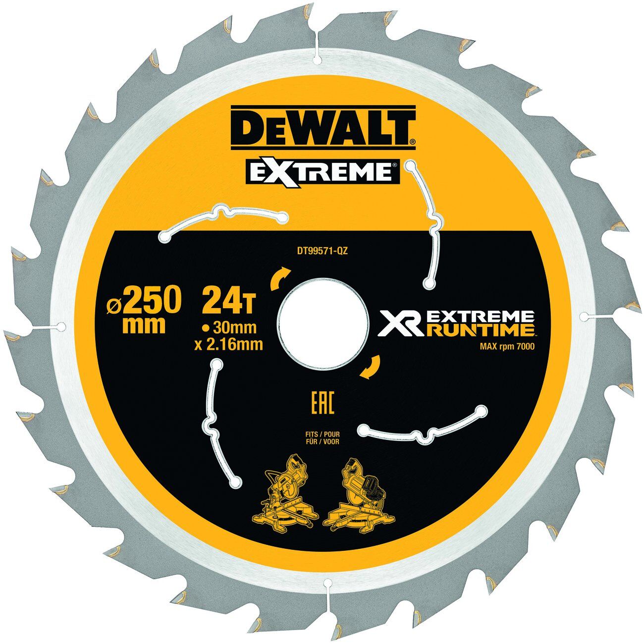 DeWALT Kreissägeblatt XR Extreme Runtime stat. 250/30mm 24WZ/FZ Produktbild DeWALT Kreissägeblatt XR Extreme Runtime stat. 250/30mm 24WZ/FZ