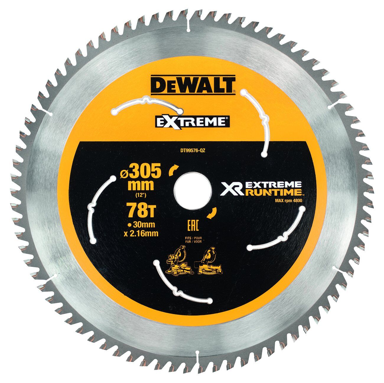 DeWALT Kreissägeblatt XR Extreme Runtime stat. 305/30mm 78 WZ/FZ Produktbild DeWALT Kreissägeblatt XR Extreme Runtime stat. 305/30mm 78 WZ/FZ