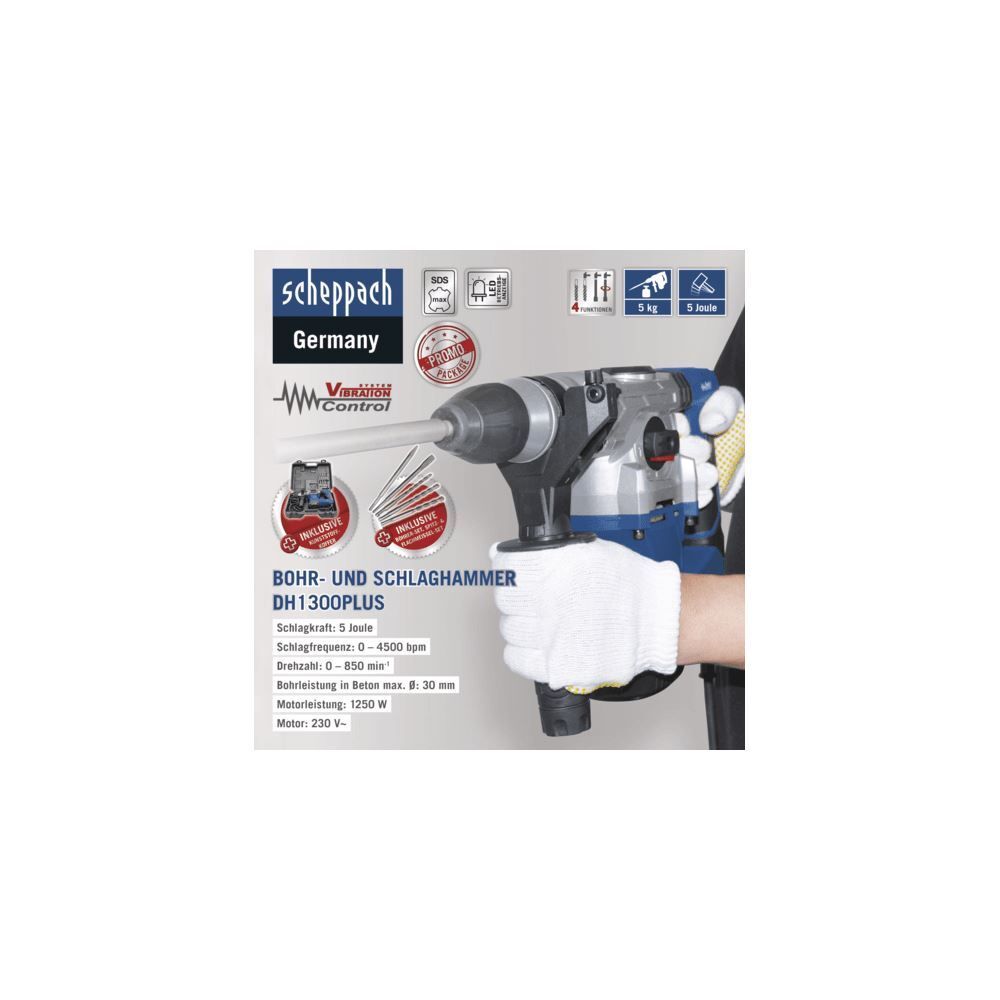 SCHEPPACH Bohrhammer DH1300Plus mit SDS-Plus Aufnahme Produktbild SCHEPPACH Bohrhammer DH1300Plus mit SDS-Plus Aufnahme bild 9