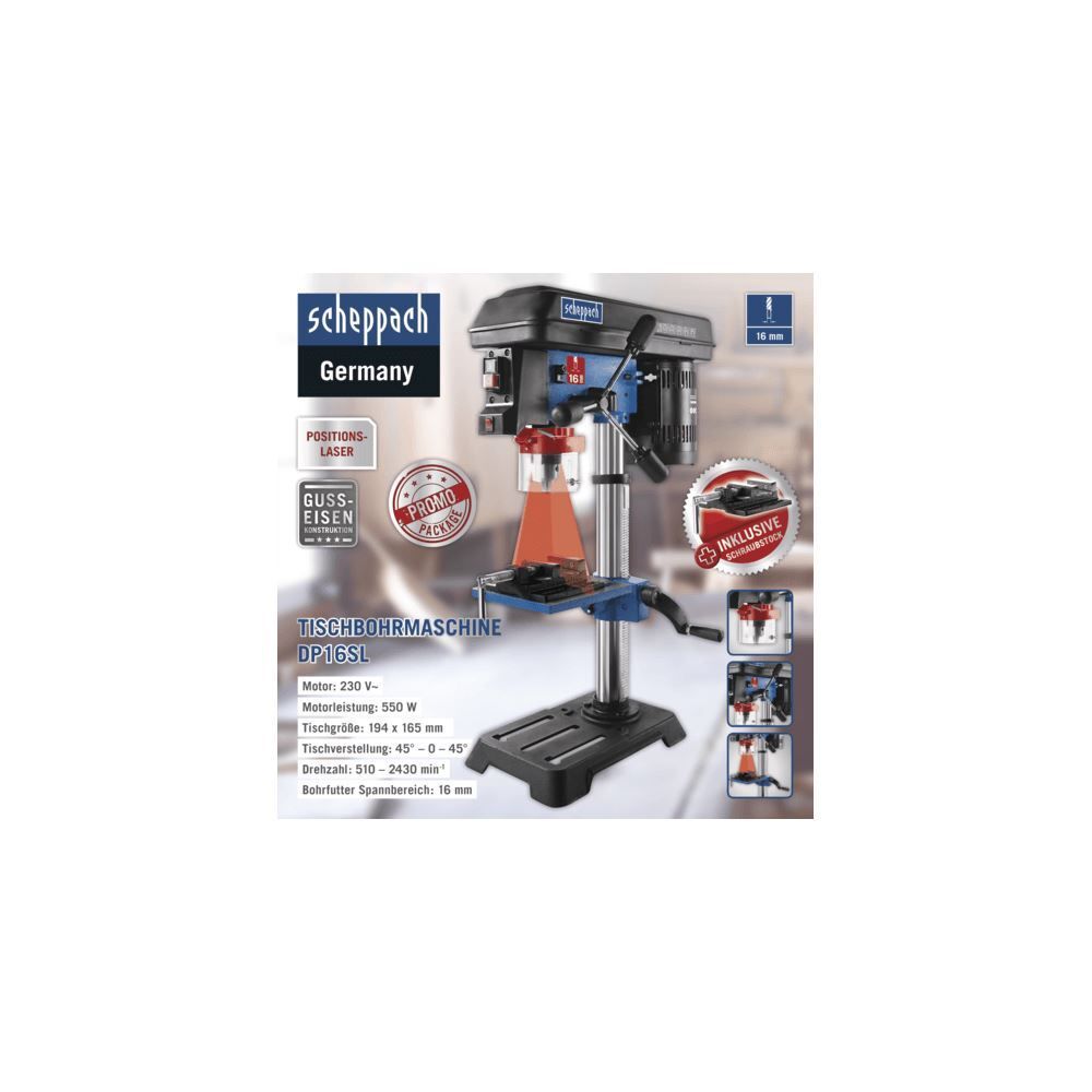 SCHEPPACH Bohrmaschine Tischbohrmaschine DP16SL 230V 50Hz 550W 16mm Produktbild SCHEPPACH Bohrmaschine Tischbohrmaschine DP16SL 230V 50Hz 550W 16mm bild 7