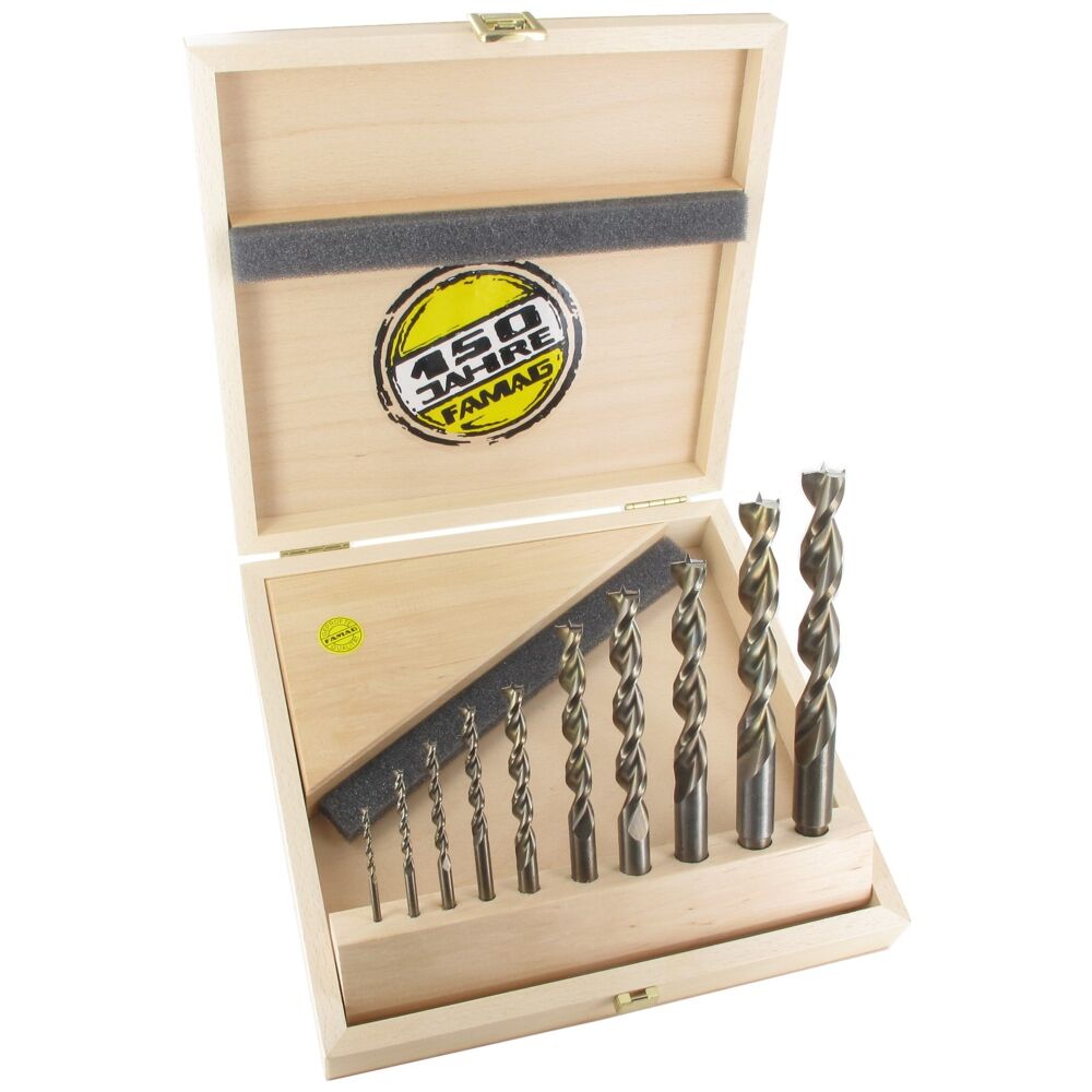 FAMAG Premium Holzspiralbohrer HSS-G 10-teilig im Holzkasten Produktbild FAMAG Premium Holzspiralbohrer HSS-G 10-teilig im Holzkasten