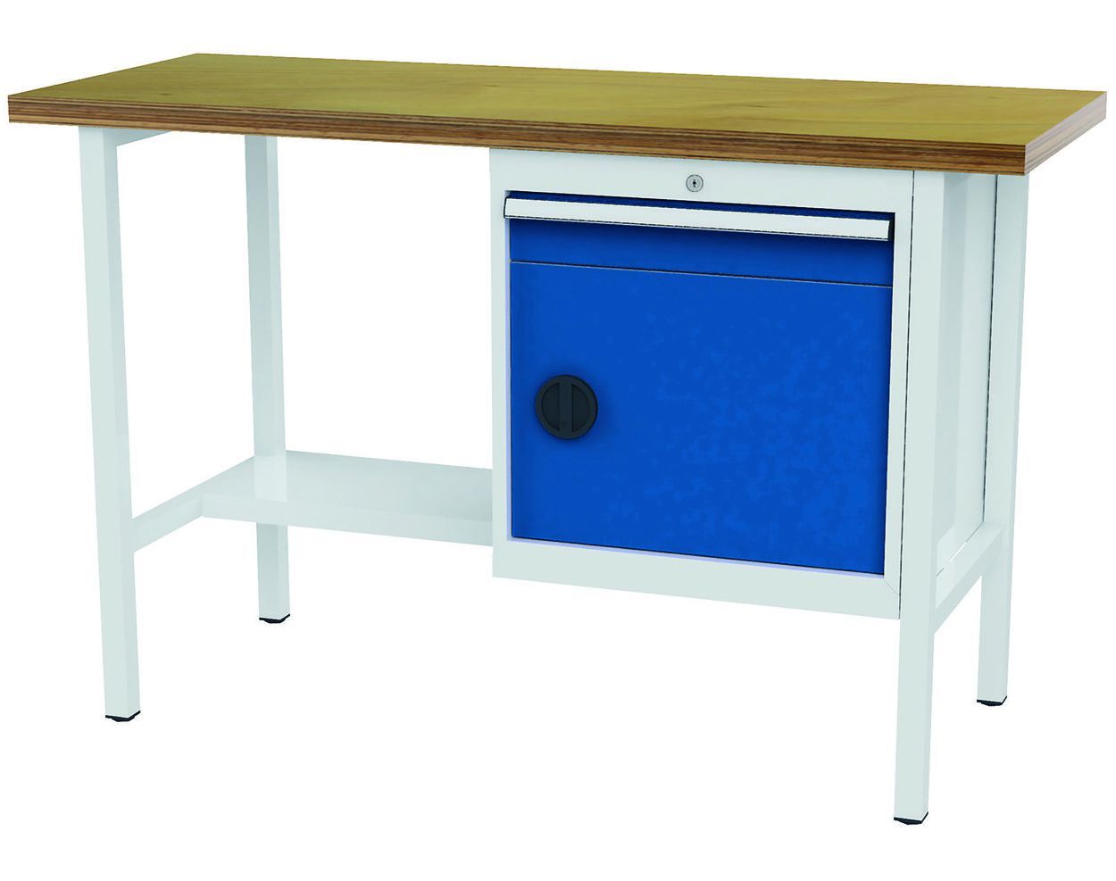 FORUM Kastenwerkbank Breite 1500mm 1 Schublade 1 Tür RAL7035 5010 Produktbild FORUM Kastenwerkbank Breite 1500mm 1 Schublade 1 Tür RAL7035 5010