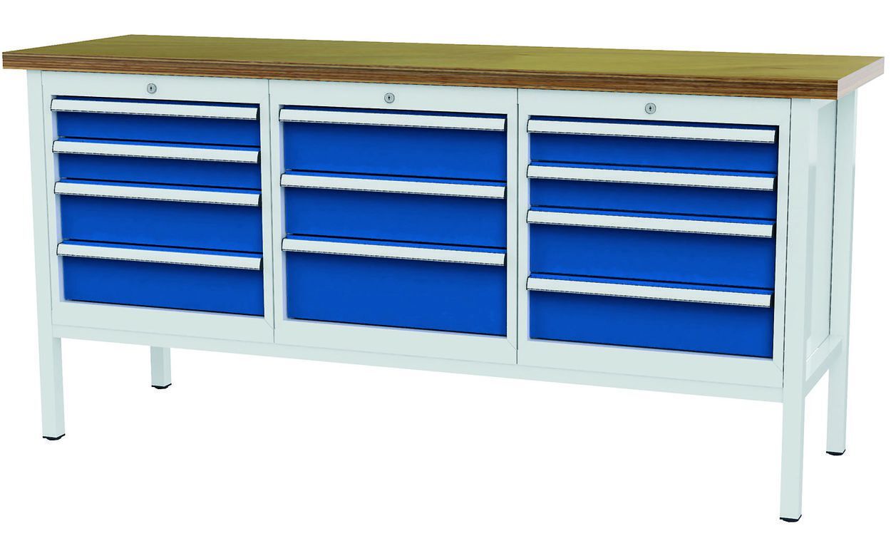 FORUM Kastenwerkbank Breite 2000mm 11 Schubladen RAL7035 5010 FORUM Kastenwerkbank Breite 2000mm 11 Schubladen RAL7035 5010