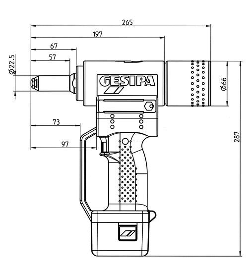 Gesipa Akku Nietgerät AccuBird Maßangaben Produktbild Gesipa Akku Nietgerät AccuBird Maßangaben bild 3