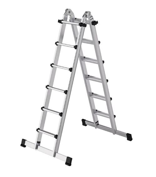 Günzburger Teleskopleiter 4 x 6 Sprossen Alu Produktbild Günzburger Teleskopleiter 4 x 6 Sprossen Alu