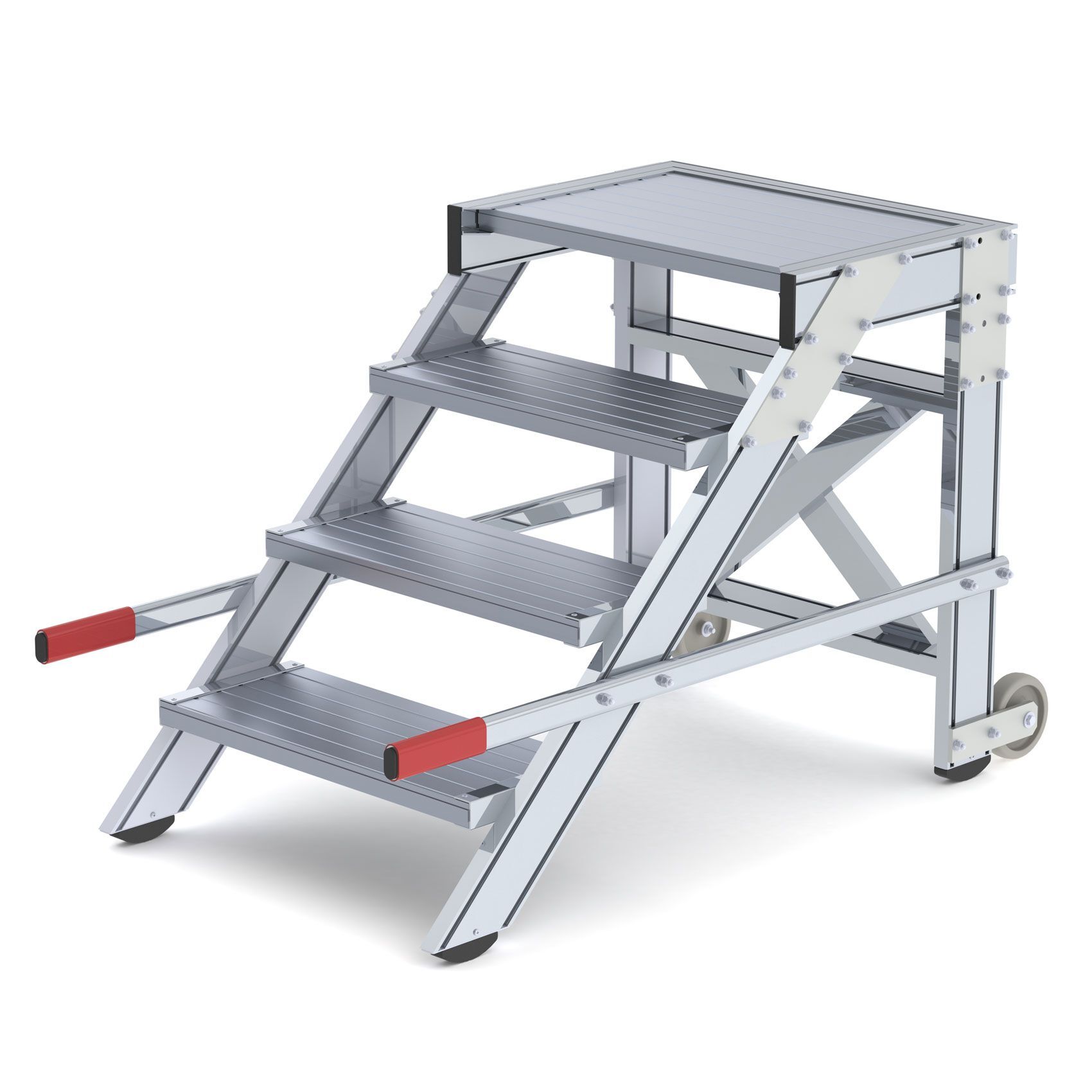 Günzburger Aluminium Arbeitspodest fahrbar mit 4 Stufen 600 mm breit Produktbild Günzburger Aluminium Arbeitspodest fahrbar mit 4 Stufen 600 mm breit