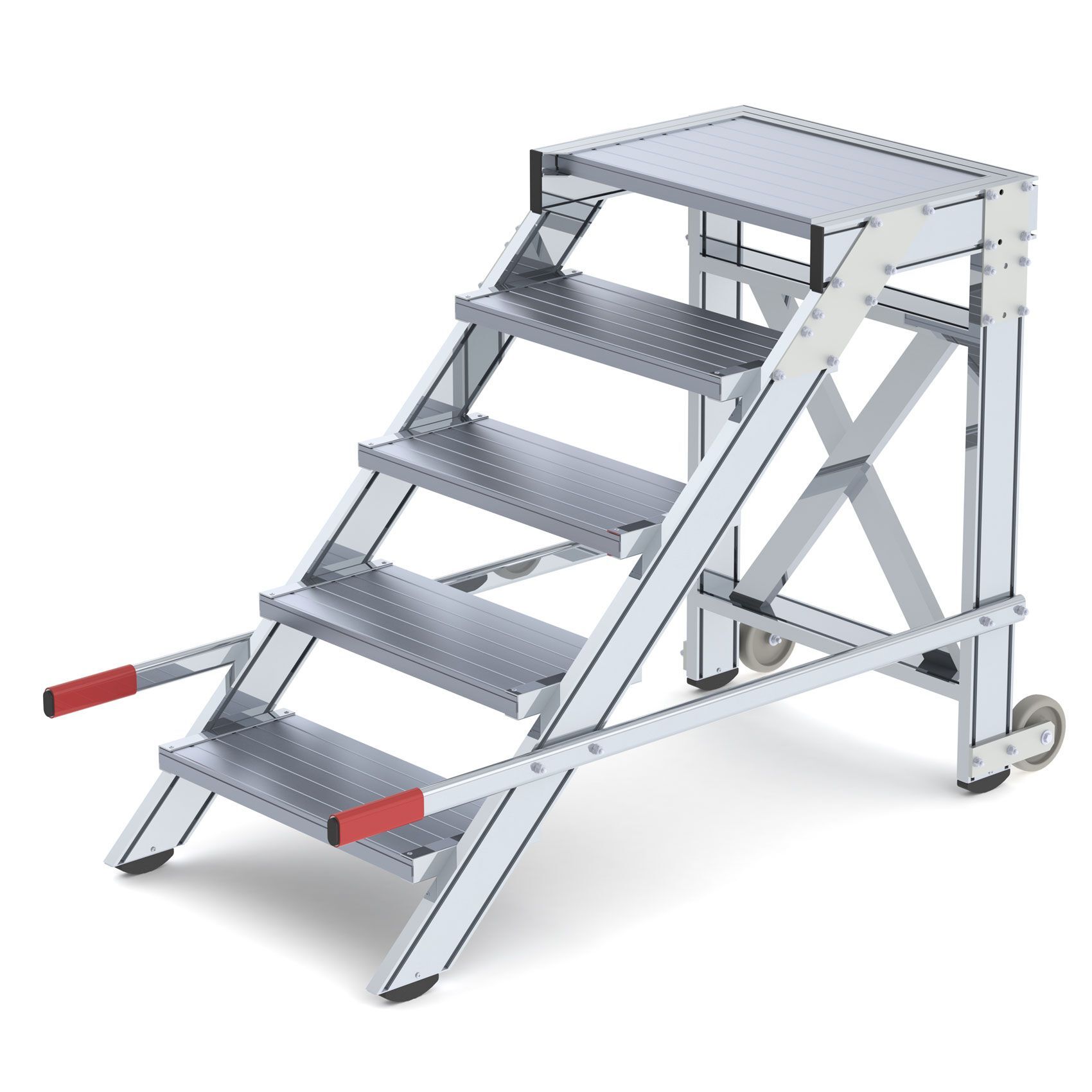 Günzburger Aluminium Arbeitspodest fahrbar mit 5 Stufen 600 mm breit Produktbild Günzburger Aluminium Arbeitspodest fahrbar mit 5 Stufen 600 mm breit