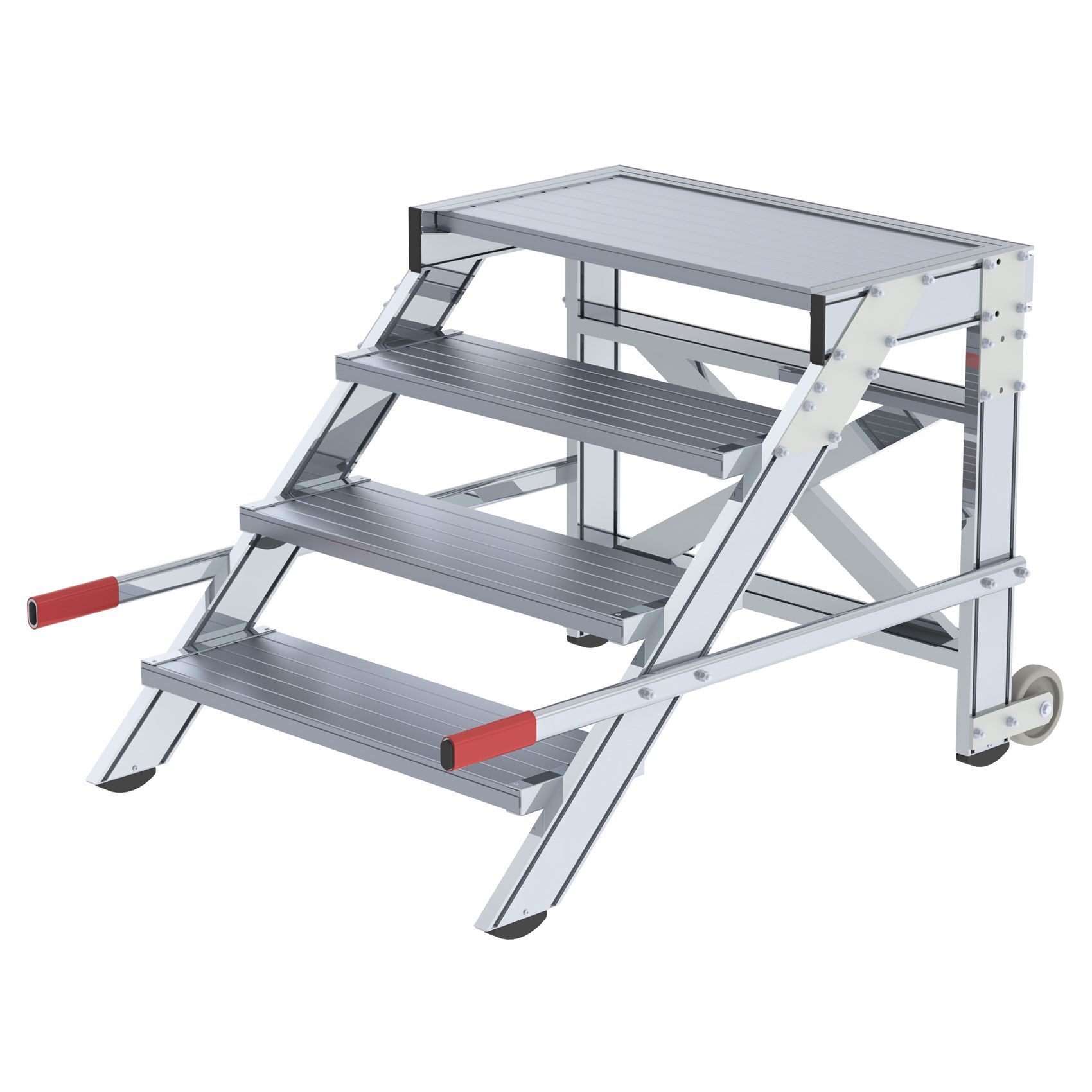 Günzburger Aluminium Arbeitspodest fahrbar mit 4 Stufen 800 mm breit Produktbild Günzburger Aluminium Arbeitspodest fahrbar mit 4 Stufen 800 mm breit