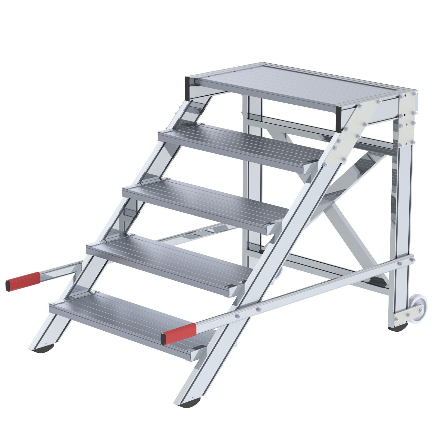 Günzburger Aluminium Arbeitspodest fahrbar mit 5 Stufen 800 mm breit Produktbild Günzburger Aluminium Arbeitspodest fahrbar mit 5 Stufen 800 mm breit