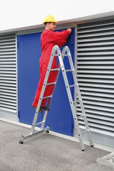 Günzburger Aluminium Klappleiter mit Nivello Traverse 2 x 4 Sprossen Produktbild Günzburger Aluminium Klappleiter mit Nivello Traverse 2 x 4 Sprossen