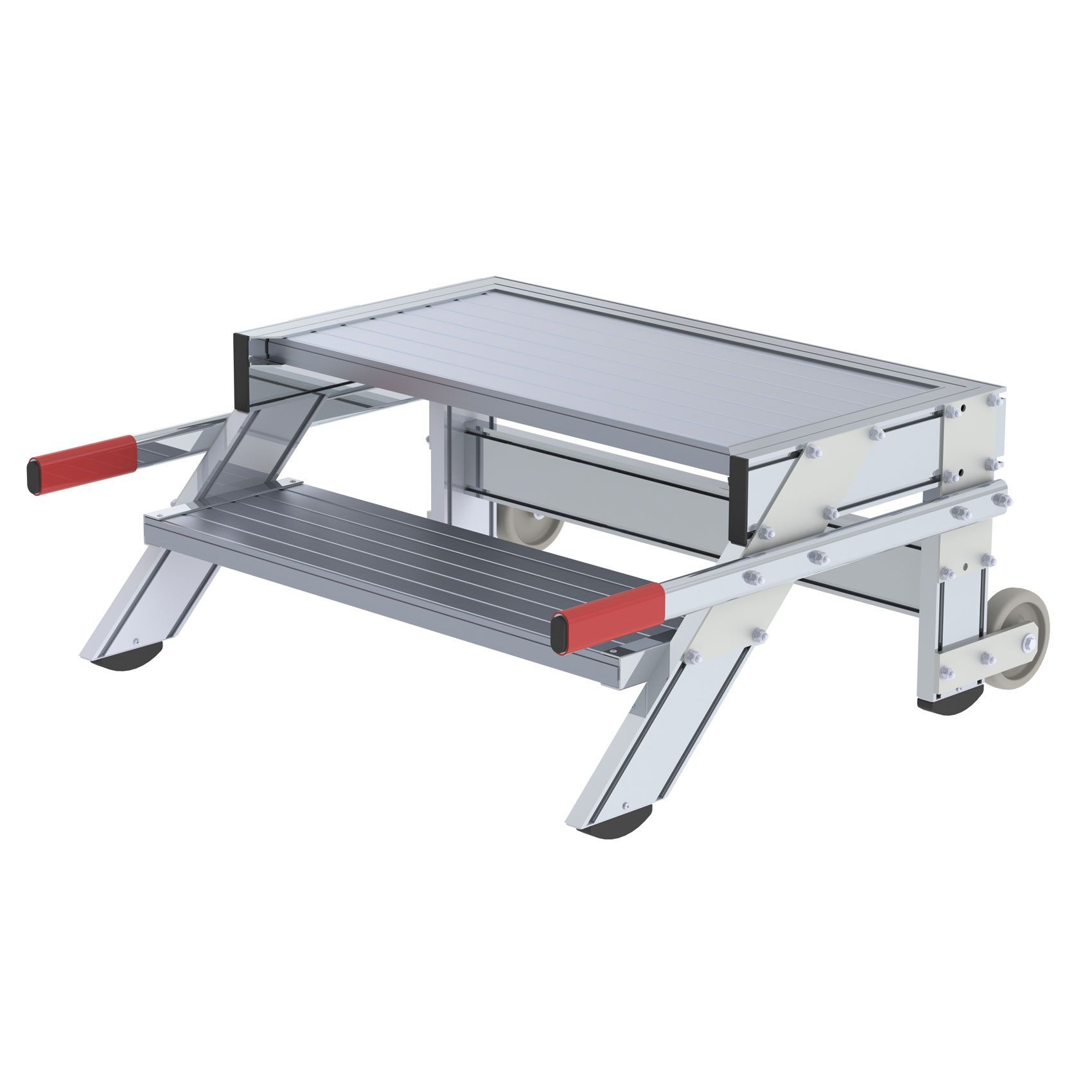 Günzburger Aluminium Arbeitspodest fahrbar 800 mm breit mit 2 Stufen Produktbild Günzburger Aluminium Arbeitspodest fahrbar 800 mm breit mit 2 Stufen